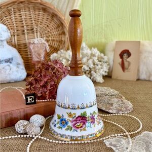 Vintage Ceramic + Wood + Floral Bell 💐 Unique Home Decor / Gift / Nature